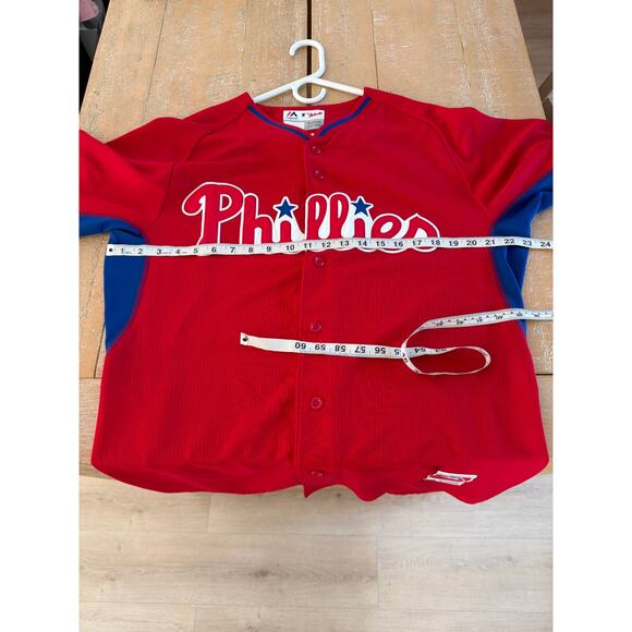 Authentic Philadelphia Phillies Majestic Cool Base ALTERNATE RED Jersey RARE! 44 - Picture 6 of 7